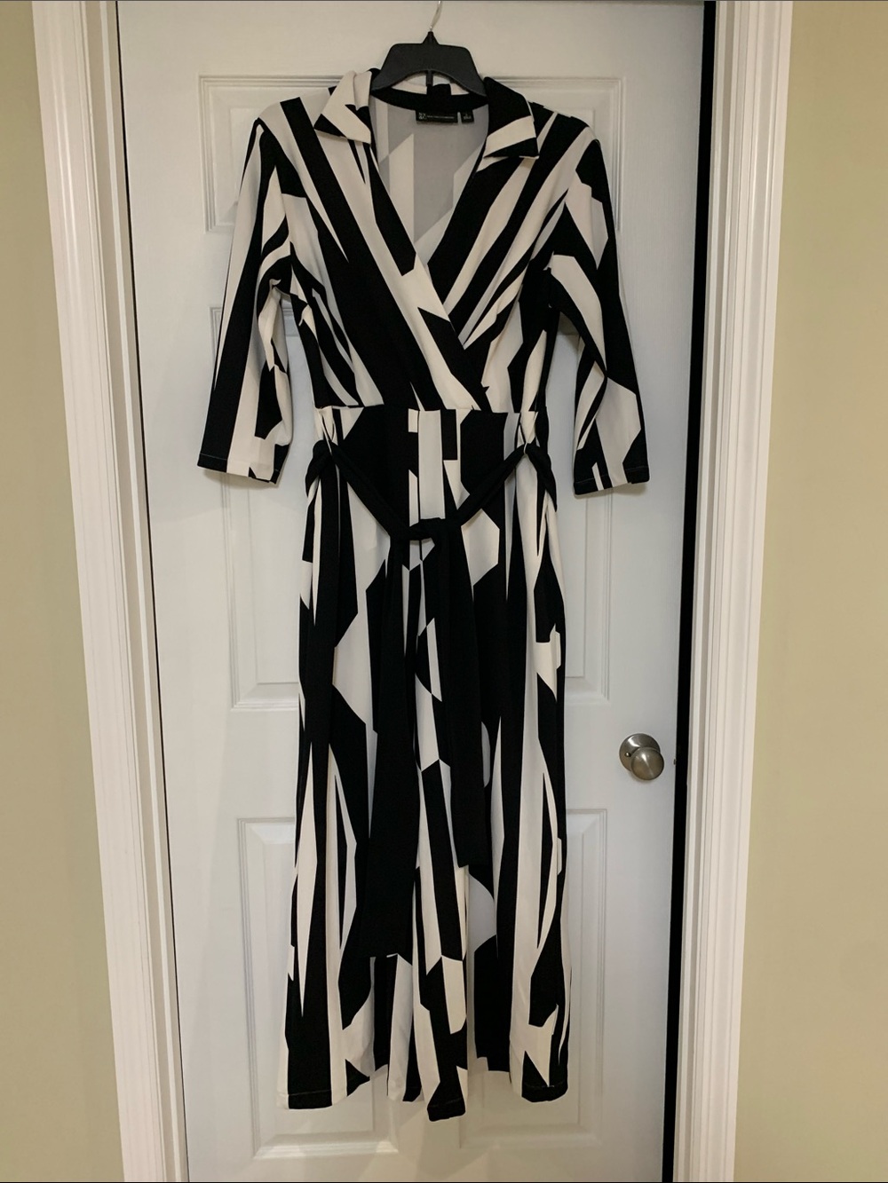 New York & Company Black and White Striped Jumpsuit